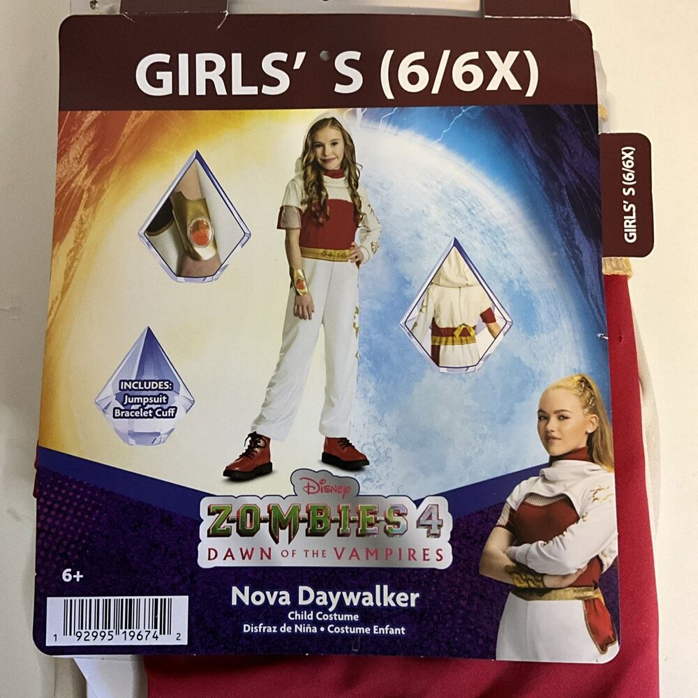 Disney Zombies 4 Dawn Of The Vampires Nova Daywalker Costume Girls Size (6/6X)